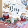 Airplane Oh Boy Baby Shower Backdrop Travel Around The World Adventure Begins Background Hot Balloon Up Up and Away Decorations Adventure Awaits Banner with Copper Grommets