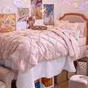 Bedsure Twin Comforter Set Pink for Women - Bed in a Bag Twin Size 5 Pieces, GentleSoft Pintuck Bed Set Gift for Family, Pinch Pleat Pink Comforter with Sheets, Pillowcase & Sham