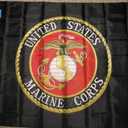 AES Black Marine Corps USMC Emblem Seal Nylon Flag Banner 3X5 Ft Double Sided