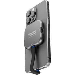 Magnetic M.2 2230 NVME Enclosure Storage with Magsafe for iPhone 15/16 Pro Max, USB C 3.2 Gen2 10Gbps to NVMe Adapter, 100W PD Charging, Aluminum External SSD Case for Android/MacBook (Grey Square)