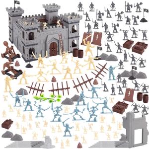 AMOR PRESENT 310PCS Ancient Military Soldier Set, Toy Medieval Knights Army Men Pirate Castle Model Assembly for Boys Birthday Party Gift