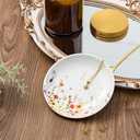 Crisky Initial Jewelry Tray Ring Dish & Gift Box, Ceramic Flower Trinket Dish for Rings Earrings Necklaces Keys, Bridal Shower Engagement Birthday Gift for Women, Friends 4.57" (Gold Foil L