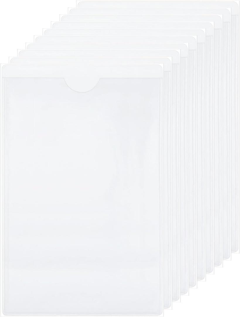 uxcell 45 Pcs Self Adhesive Index Card Pockets with Top Open, 3.5" x 5.1" Clear Plastic Labels Holders Card Holder for Libraries Organizing and Protecting Index Cards, Transparent