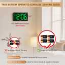 Soobest 9.5 Inch Large Digital Wall Clock Battery Operated, Auto & Manual Dimmer Display, Easy to Read Big Digits with Alarm for Seniors, Modern Decor for Living Room, Bedroom, Office (3.2" Numbers)