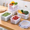 3 PCS Fruit Storage Containers for Fridge Food Berry Storage Container Set with Removable Strainer Lid Berries Container for Fridge BPA-Free Plastic Crisper for Long-Term Freshness