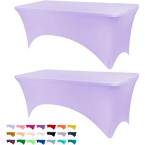 Table Covers for 6 Foot Tables, 2 Pack Light Purple Washable and Wrinkle Resistant Stretch Tablecloths Rectangle 6ft for Events, Wedding, Banquets, Parties (72" x 30" (Rectangular) 2Pack)