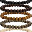 MILAKOO 5 Pcs Wooden Beaded Bracelet Bangle for Men and Women Elastic