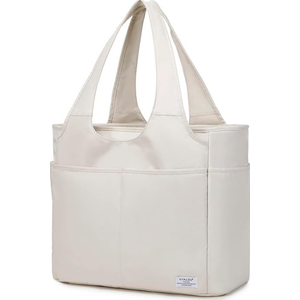 KYALOU Utility Extra Large Tote Bag with Pockets, Women Casual Shoulder Bags with 13 Exterior & Interior Pockets for Work Gym Beach Travel Shopping Grocery (Beige)