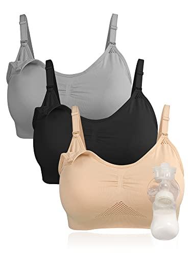 4HOW Pumping Bra Hands-Free, Breast Pump Bra,Nursing Bras for Breastfeeding,Adjustable Breast-Pumps Holding and Nursing Bra Size XL