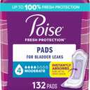 Poise Incontinence & Postpartum Pads for Bladder Leaks, 4 Drop Moderate Absorbency, Regular Length, 132 Count, Packaging May Vary