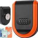 Magnetic Key Holder Under Car with Combination Lock, Hide a Key Box Waterproof Outdoor, Car Key Holder Magnetic Key Box with Strong Magnet (Orange)
