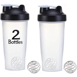 otylzto 2 Pack 28 oz Shaker Bottles for Protein Mixes, Protein Shaker Bottle with Stainless Steel Whisk Ball, Shaker Cup, Protein Bottle, Protein Shake Bottles