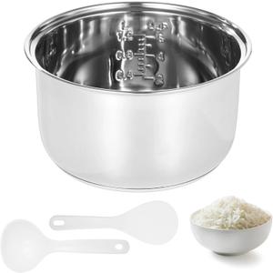 304 Stainless Steel Inner Pot, 3 L/5.5-Cup Rice Cooker Inner Bowl, Compatible with Zojirushi NS-TSC10 Cookers, Replacement Inner Bowl, Includes Rice and Soup Spoons, Easy-to-Clean