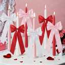 6 Pcs Valentines Candle Sticks Bow Taper Candles Coquette Candle Sticks Decor 10 Inch Unscented Wedding Candles Decor Gifts for Bachelorette Bridal Wedding Bow Party