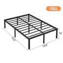 16 Inch Full Bed Frame - Sturdy Metal Platform Full Size, No Box Spring Needed, Heavy Duty, Easy Assembly, Strong Bearing Capacity, Under Bed Storage, Black