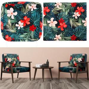 SmoothNovelty 2 Pcs Hawaiian Outdoor Cushion Covers, Patio Chair Seat Cushion and Back Pillow Replacement Covers Set, No Insert, Waterproof Outdoor Cushion Slipcovers Fit for Garden Backyard 24×21"