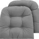 Outdoor Chair Cushions Set of 2, 22x22x4 Inch Seat Pads with Ties for Patio Wicker Chairs Garden Dining Chair, Indoor Outside Use, Fade-Resistant & Waterproof, Light Gray