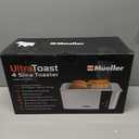 Mueller Ultra Toast Full Stainless Steel Toaster 4 Slice, Long Extra-Wide Slots for Bagels and Waffles, 6 Browning Levels, LED Display, Cancel/Defrost/Reheat Functions & Removable Tray, Kitchen Gadgets