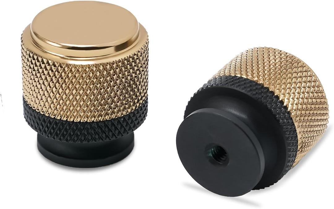 COTYKILEY 10 Pack Matte Black and Champagne Bronze Knurled Cabinet Knobs for Dresser Drawers