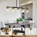 36.2inch 5-Light Kitchen Island Lighting,Dining Room Lights Modern Farmhouse Chandelier with Clear Glass Shade,Modern Rustic Black and Gold Metal Chandelier, Kitchen Pendant Light Fixtures