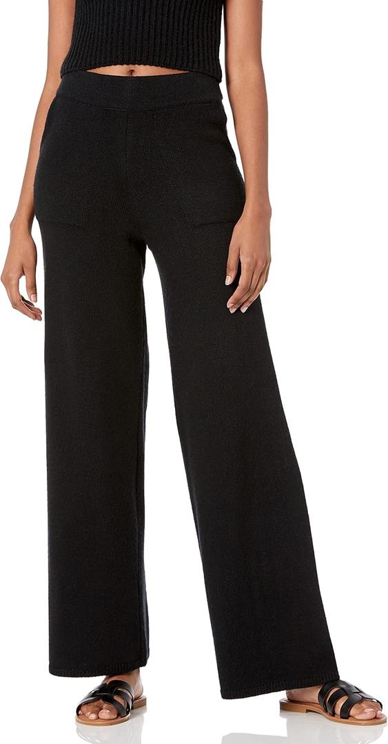 The Drop Women's Cynthia Wide Leg Sweater Pant (Black), S