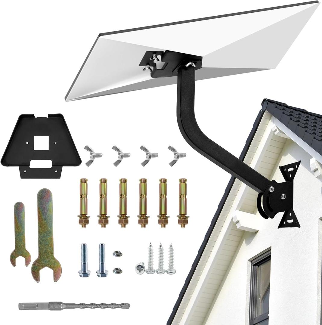 Starlink Gen 3 Roof Mount Adjustable Pivot Wall Mount for Starlink Gen3 Heavy Duty Pole Mounting Kit with Metal Gen 3 Pipe Adapter for Standard V3 Dish (Black)