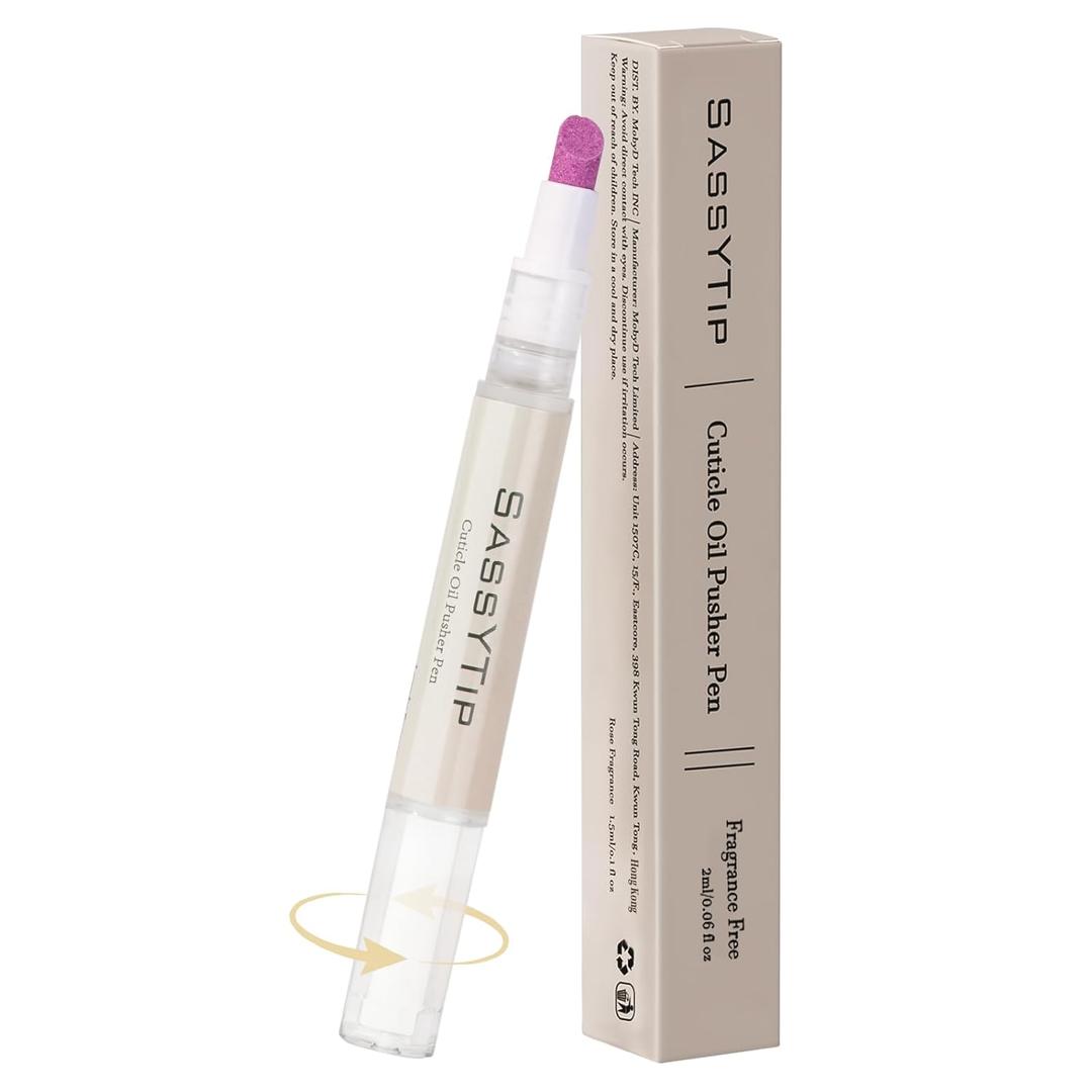 Ceramic Cuticle Pusher & Oil Pen, 2ml Rose/Lavender/Fragrance Free Scented Nail Care Pen, Gentle Cuticle Remover for Dry & Damaged Nails, Moisturize Strengthen Brighten (Beige)