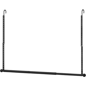 Closet Rods for Hanging Clothes, Adjustable Metal Closet Extender Hanging Rod, Space-Saving Closet Rod Extender Clothes Hanging Bar, Closet Poles for Hanging Clothes (Black, 31.5-47.2 IN)