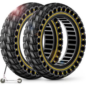 BANGTING 2PCS 60/70-6.5 Scooter Tire, 10x2.5 inch Tire Solid for Segway Ninebot Max G2 / G30 / G30D / G30E / G30E / G30LP / G30D II / G30 Max, 10x2.5-6.5 Tires Replacement for Electric Scooter (Yellow
