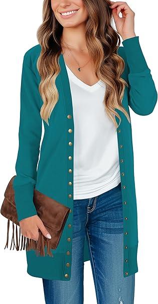 KAYSINN Women's Long Army Green Cardigan, Size XXL 