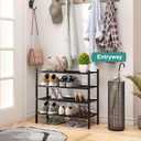 viewcare 4-Tier Black Bamboo Shoe Rack for Entryway, Stackable | Foldable | Natural, Shoe Organizer for Hallway Closet, Free Standing Shoe Racks for Indoor Outdoor