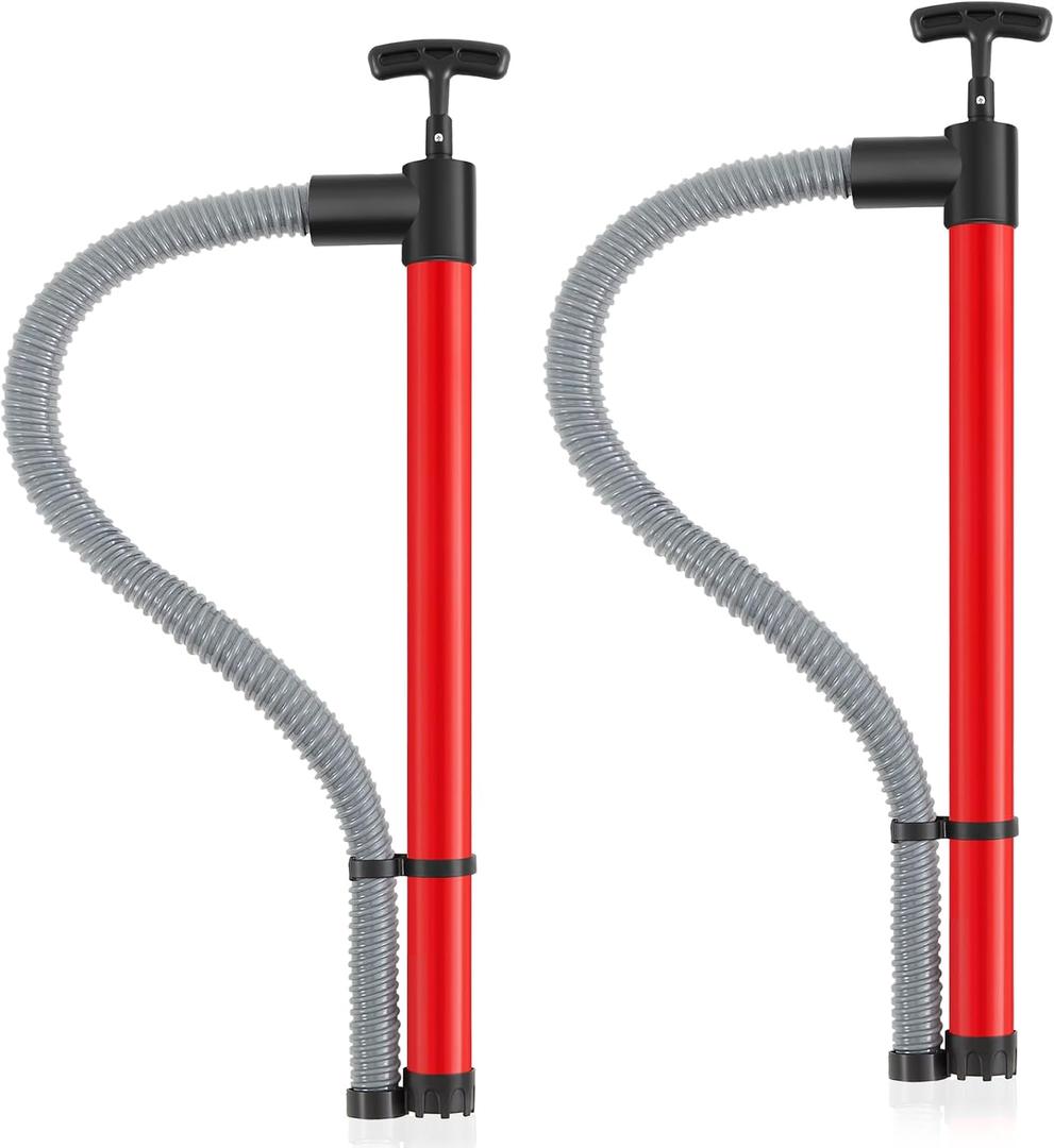 24" X 32" 2 Pcs Hand Bilge Pump with Hose, Portable Manual Water Pumps for Boats, Kayak, Canoe, Dinghy, Heavy Duty Hand Pump Siphon for Marine, Pool, Inflatable Trampoline (Red)