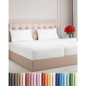 Split King Size 5 Piece Sheet Set - Comfy Breathable & Cooling Bed Sheets Set - Hotel Luxury Bedding for Women, Men, Kids, Teens, Boys & Girls - Deep Pockets, Soft and Wrinkle Free - Oeko-Tex - White