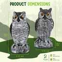 TRAYDER 2 Pack Fake Owl Decoys Large, 10.7" Outdoor Decorations Anti Bird Repellent Owls for Garden Deterrent, Scarecrow Horned Owl Statue Decoy to Scare Birds Away, Suit Backyard, Patio Decor