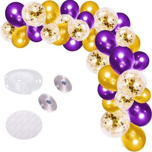 Purple Gold Balloon Garland Arch Kit, 121 PCS Purple and Gold Balloons Purple Balloons for Birthday Graduation Wedding Anniversary Purple Gold Party Decorations