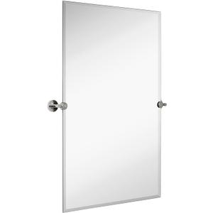 Hamilton Hills 24 x 36-Inch Frameless Pivot Mirror - Adjustable Rectangular Pivoting Vanity Mirror Tilted, Wall-Mounted with Chrome Silver Brackets for Modern Kitchen and Living Rooms