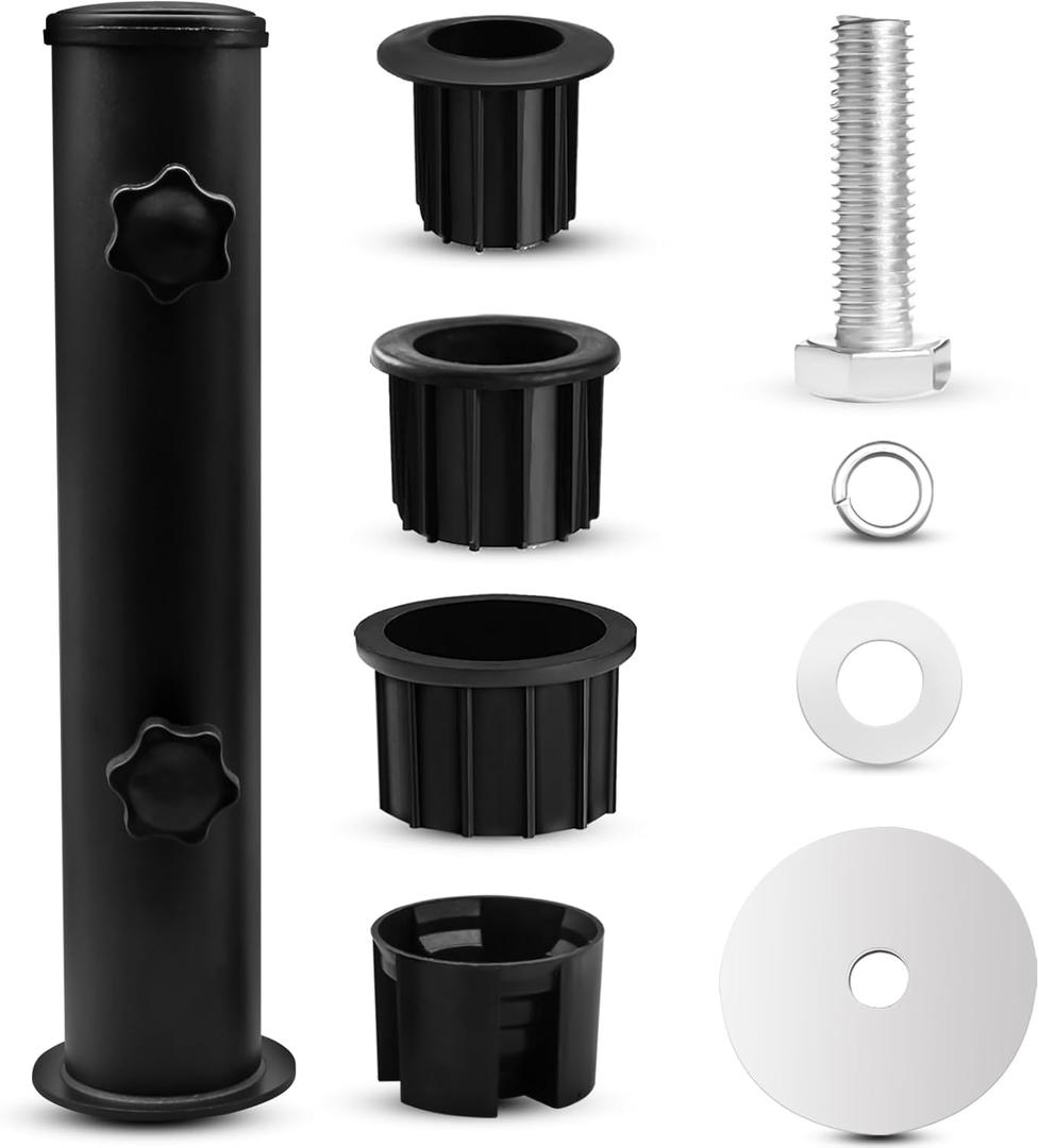 Umbrella Pole Replacement Umbrella Mount, Metal Deck Umbrella Holder Outdoor, Universal Umbrella Replacement Parts Tube Bracket, Heavy-Duty Umbrella Base Holder Tube Bracket for Balcony Pool (Black)
