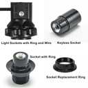 8 Pack Phenolic Candelabra E12 Base Socket with 1.25 Inch Shoulder and Screw Ring, 8 Inch Wire Leads Lamp Holder Light Sockets(with Ring and Wire)