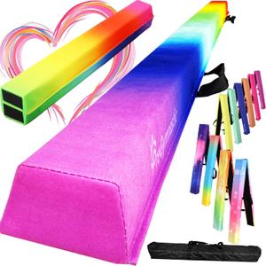 PreGymnastic 6FT Folding Balance Beam for Kids Ages 3-12, Foldable Gymnastics Floor Beam-Extra Firm Suede Cover with Carrying Bag for Home-Gym Equipment for Toddler Teenager