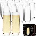 Stemless Champagne Flutes Set of 16, 9.5 oz Champagne Glasses, Multi-purpose Mimosa Glasses for Prosecco, Cocktail, Water, Weddings, Bar and Parties