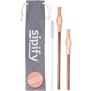 Flow-Limiting Dysphagia Straw for Safe Drinking | Aerating Straw for Elderly & Dysphagia Patients | Reusable Stainless Steel Straw with Soft Silicone Tip | Dishwasher Safe | 2 Pack