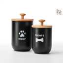 Dog Treat Container Set of 2, Dog treat jar with Airtight Lid, Small dog food container, Dog Cookie Jar for kitchen Counter, Treats Canister, Pet Treat Container 8.3x4.9 & 7.1x4.3 (Black)