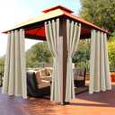 BONZER Waterproof Outdoor Curtains for Patio Gazebo Pergola Balcony - Thermal Insulated Sunlight Blocking Grommet Blackout Curtains for Bedroom Living Room,1 Panel, 52W x 108L inch, Cream