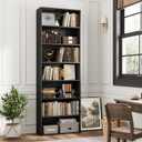 FACBOTALL 82" Tall Bookshelf, 7-Tier Open Shelves Bookcase, Freestanding Display Storage Shelves, Tall Bookcase Home Decor Furniture for Home Office, Living Room, Bedroom, Black, 82.7 x 23.6 x 9.3 inches