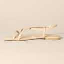 Amazon Essentials womens Flat Strap Sandals (8, Beige Patent)