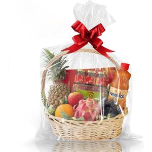 WIKDAY Clear Gift Bags 5 PCS 24x30 Inches Large Cellophane Wrap for Gift Baskets Wrapping Plastic with Ties for Gift Giving, Packaging Products
