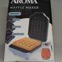 AROMA 3-in-1 Panini Press, Sandwich Grill, and Waffle Maker with Removable Ceramic Coated Plates (Blue)