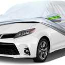 Full Car Cover Universal 6 Layers Outdoor Thicked All Weather Cover, Sunshield, Waterproof, Snow Proof, UV Proof, Scratch Proof, Bird Droppings, 6 Reflective Strips, Fits MPV up 199"-210"