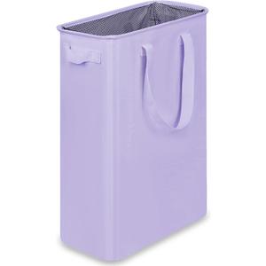 efluky Slim Laundry Basket, Narrow Laundry Hamper with Handles, Collapsible Dirty Clothes Hamper, Tall Laundry Bin for Laundry Room, Dorm and Bedroom, 12.7 Gallons(48L) Light Purple