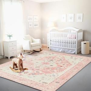 Istana 8x10 Area Rug - Pink 8x10 Rugs for Living Room - Foldable Rugs for Bedroom - Stain Resistant Washable Rug - Eco-Friendly Area Rugs - Easy to Clean Living Room Rug